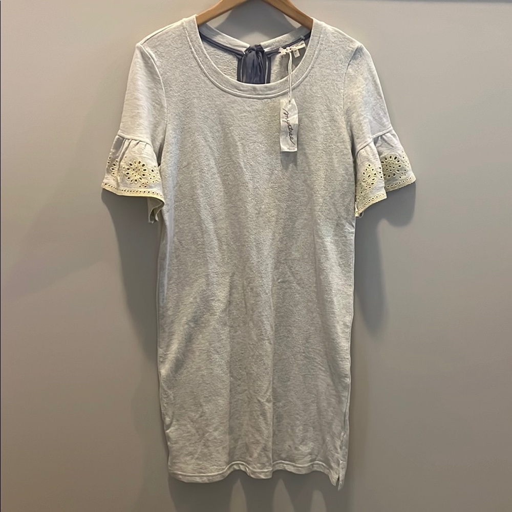 NWT Mystree Eyelet Embroidery Sleeve 100% Cotton Jersey Dress | M